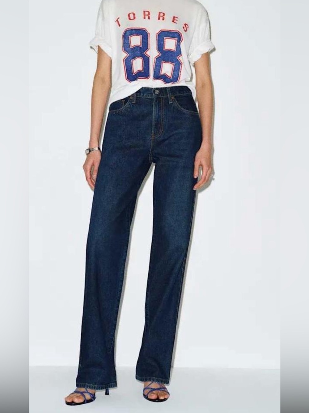 reformation val 90s mid rise straight jeans in AHURANI BLUE